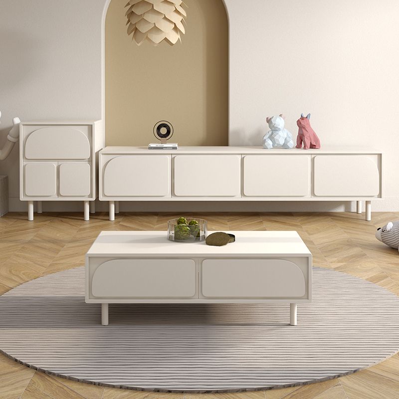 Contemporary TV Stand Console White Media Console for Living Room