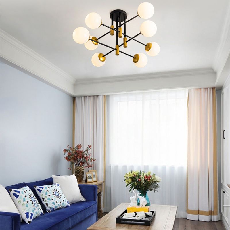 Modern Simple Ceiling Light Ball Shape Ceiling Lamp with Glass Shade for Bedroom