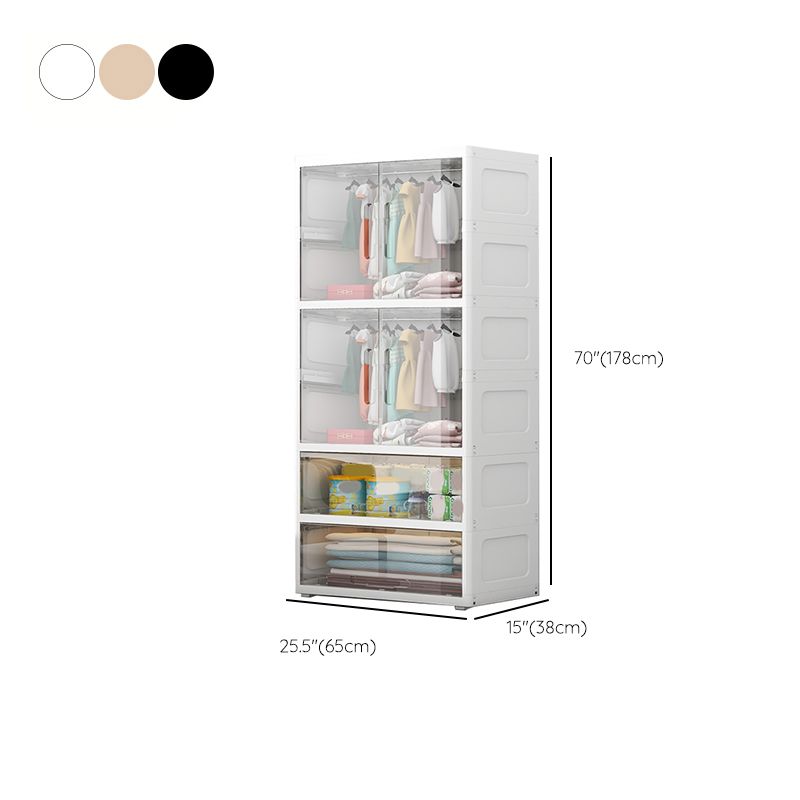 Contemporary Armoire Cabinet Plastic Hanging Clothes Rack for Home