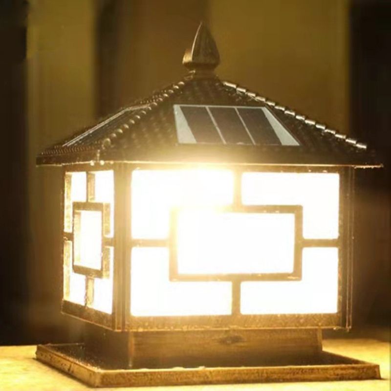 Contemporary Pillar Lamp Minimalist LED Solar Light for Backyard