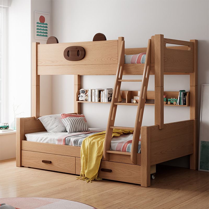 Contemporary Solid Wood Bunk Bed Panel Headboard Beech Kids Bed