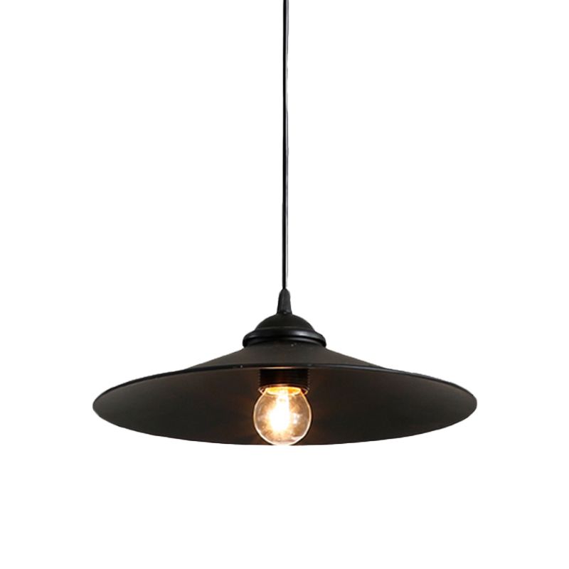 1 Head Flared Shade Ceiling Fixture Vintage Style Black Finish Metal Hanging Pendant Light for Bar