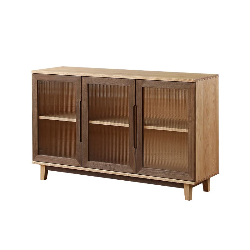 Contemporary Buffet Table Solid Wood Sideboard Table with Doors for Living Room