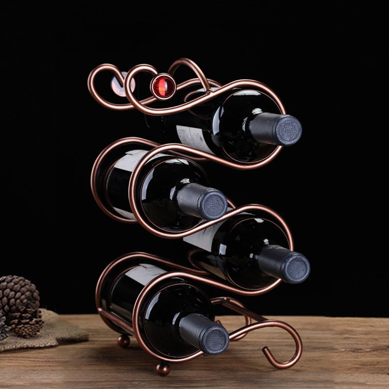 Glam Style Wine Rack Metal Countertop Wine Bottle Rack for Living Room