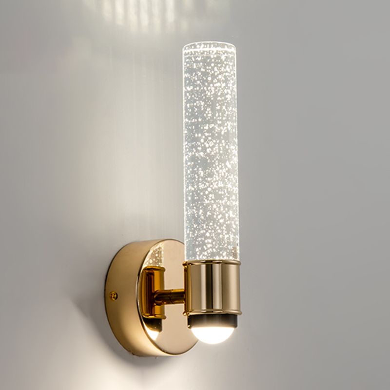 Modern Metal Wall Sconce Cylinder Shape Vanity Lamp with Acrylic Shade