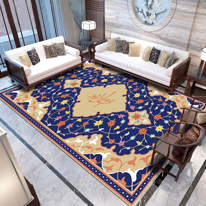 Tapis de médaillon de tapis traditionnel Tapis de polyester de tapis intérieur avec support sans glissement