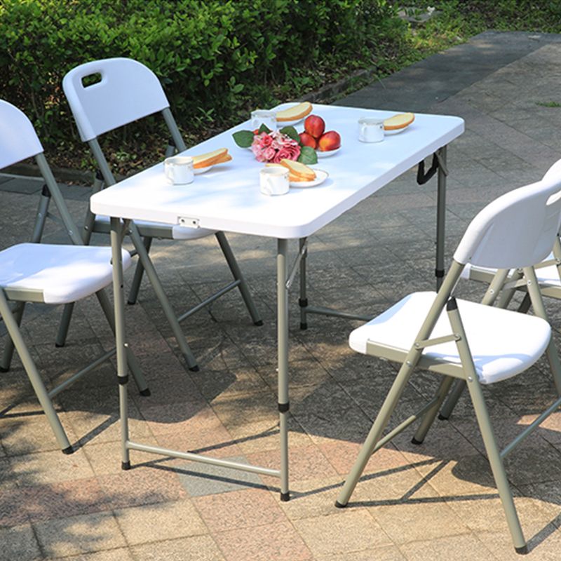 Rectangle Modern Dining Table White Plastic Table with Metal Frame