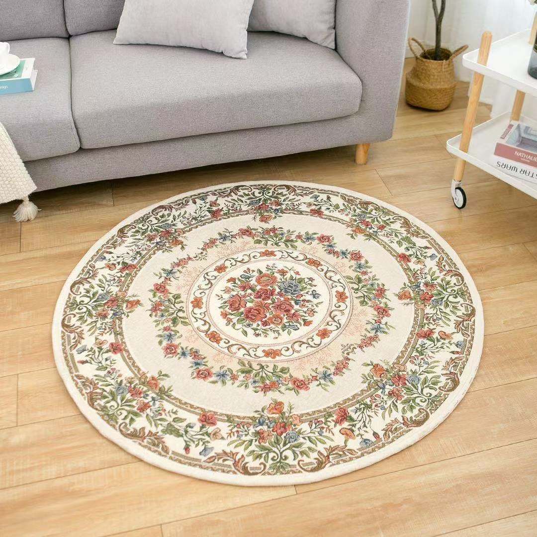 Green Traditional Rug Polyester Flowers Indoor Rug Washable Rug for Living Room