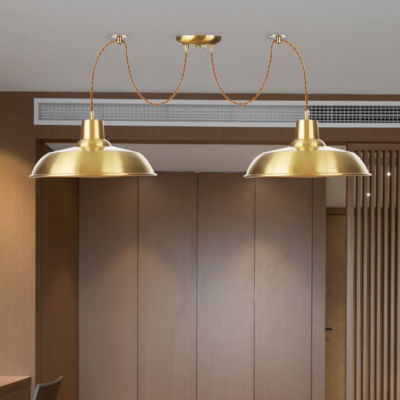 Gouden afwerking 2/3/4 bollen Meerdere lamp hangers industriële metalen schuurvorm swag hangende lamp armatuur