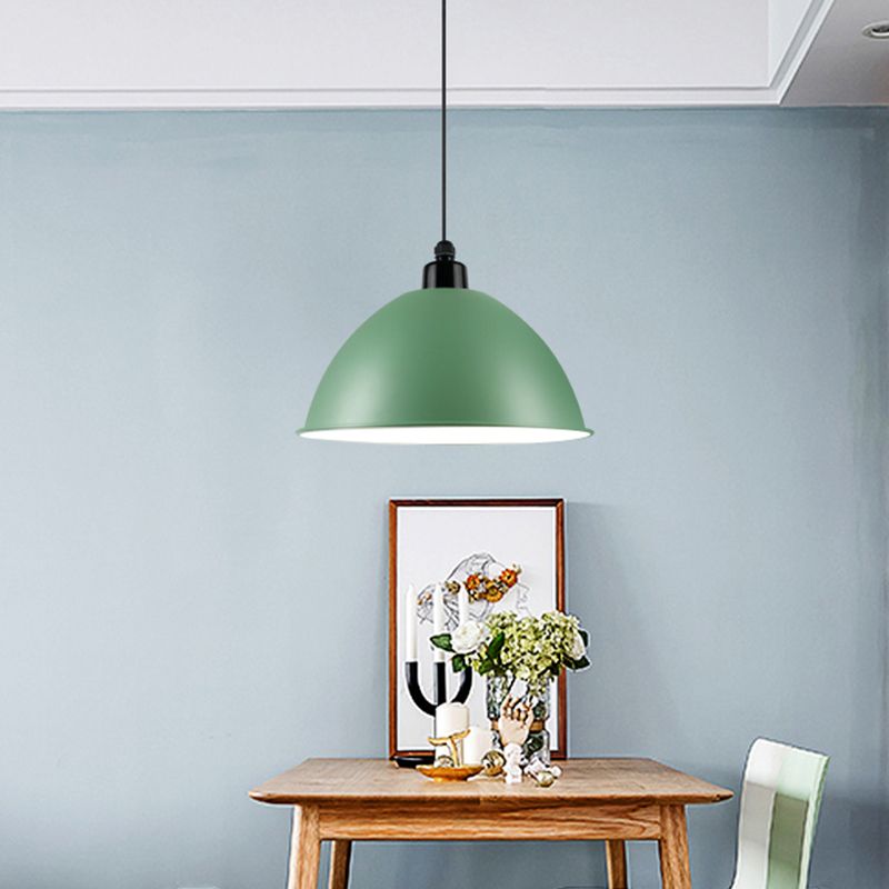 Macaron Dome Om Shade Pendant Light 1 Head Metallic Soffio Sospensione Lampada per sala da pranzo