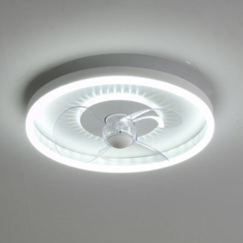 Contemporary 2-Light White Ceiling Fan Lamp LED Metallic Ceiling Fan Light