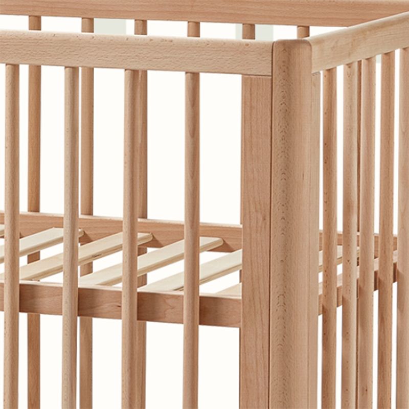 Farmhouse / Country Beech with Guardrail Light Wood with Adjustable Height Baby Crib