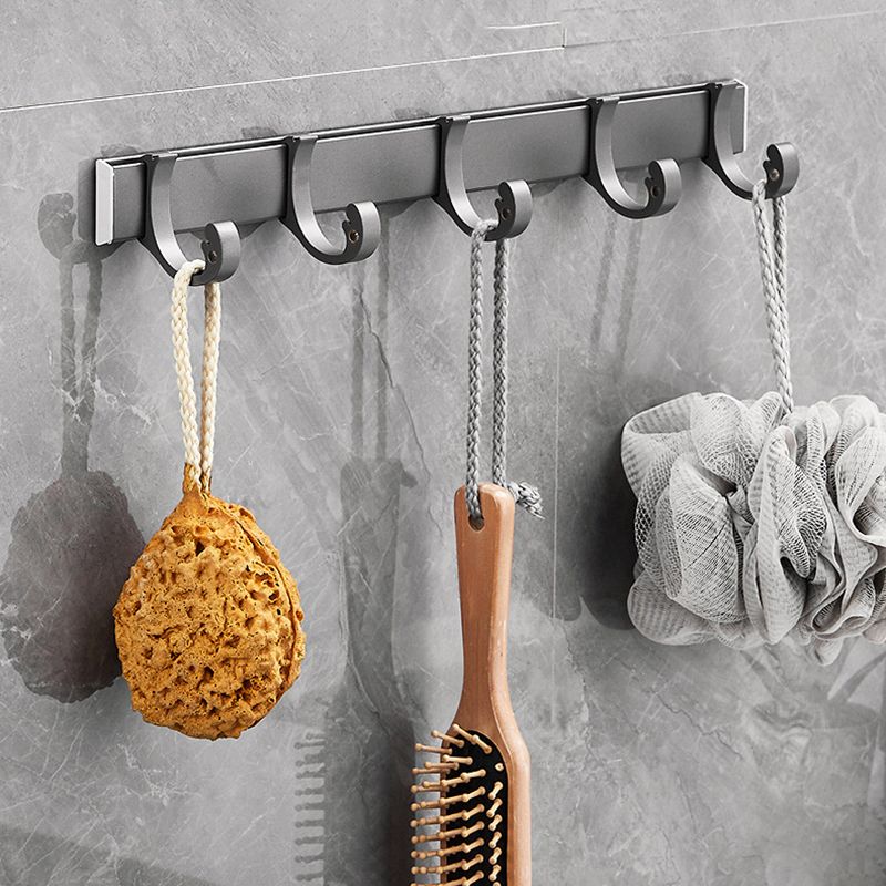 Gray 6/7-Piece Modern Bathroom Accessory Set Bath Shelf/Robe Hooks/Towel Bar Included