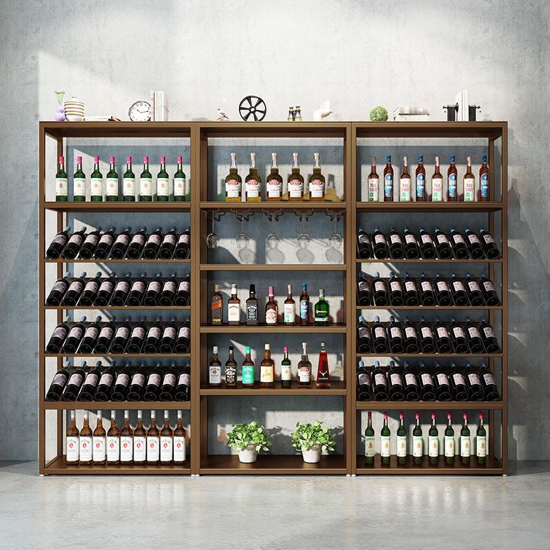 Modern Floor Wine Bottle & Glass Rack Metal  Wine Rack with Shelf