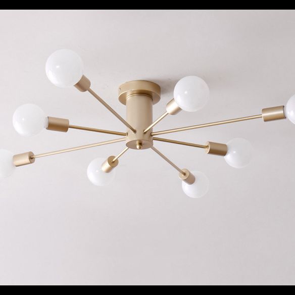 Sputnik Design Semi Flush Mount Light Fixture Modern Metal Semi Flush