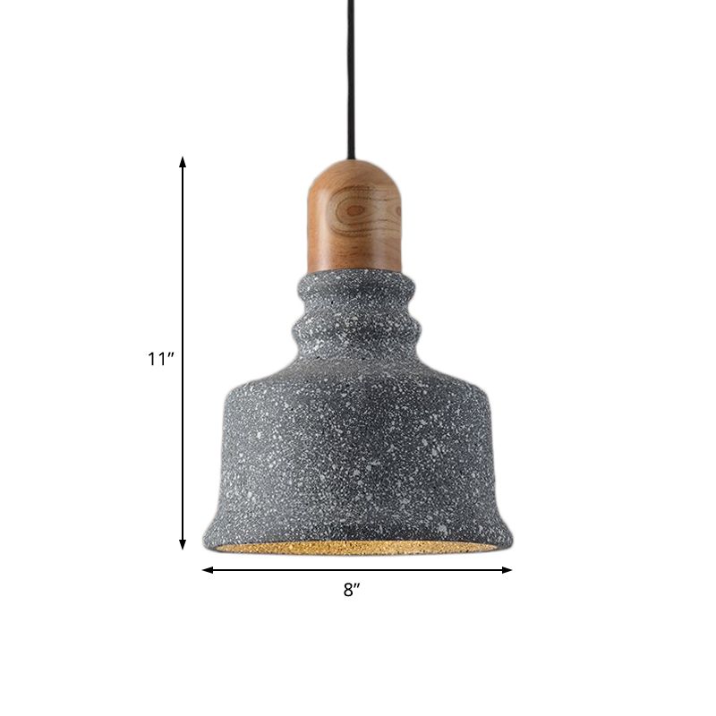 Grey 1-Bulb Pendant Light Industrial Cement Upside-down Trifle Hanging Light Fixture for Restaurant