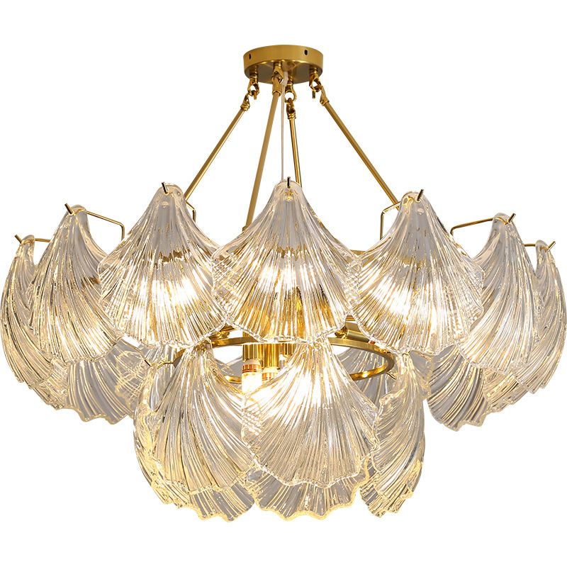 Postmodern Chandelier Light Fixture Metal Glass Shell Decorative Chandelier for Hotel