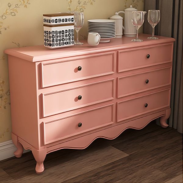 Retro Style Double Dresser Home Horizontal Storage Chest with 6 Drawers