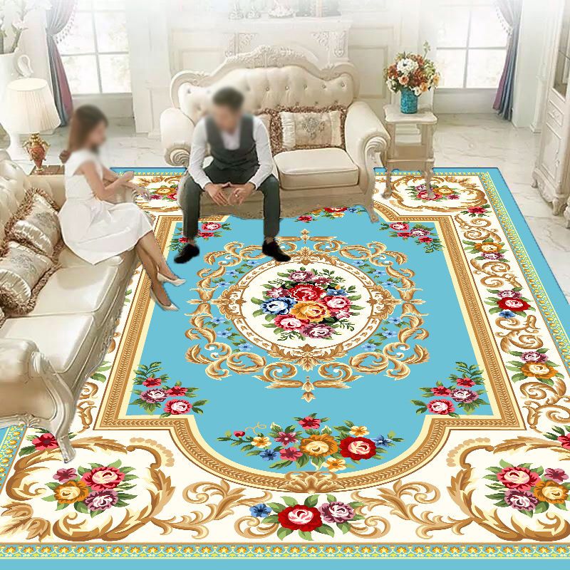 Vintage Medallion Pattern Carpet Polyester Area Rug Stain Resistant Area Rug for Living Room