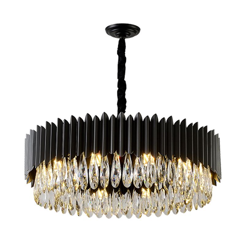 Black Pendant Light Modern Style Metal Crystal Chandelier Light for Living Room