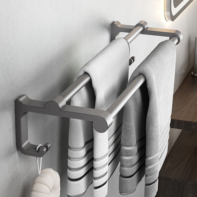 Gray Contemporary Bathroom Accessory Set Bath Shelf/Towel Bar & Robe Hooks Included