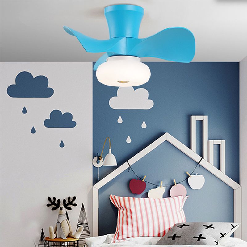 Macaron Round Hanging Fan Light Acrylic Kids Bedroom LED Semi Flush Mount