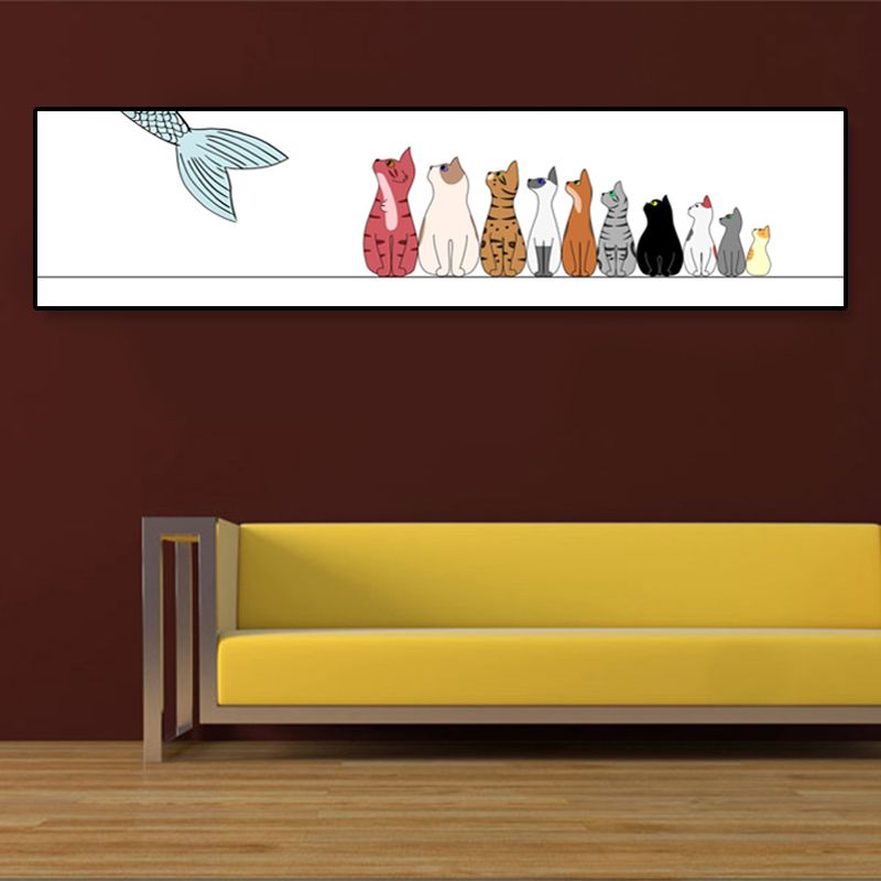 Drawing Animals Canvas Art Pastel Color Cartoon Wall Decor for Childrens Bedroom