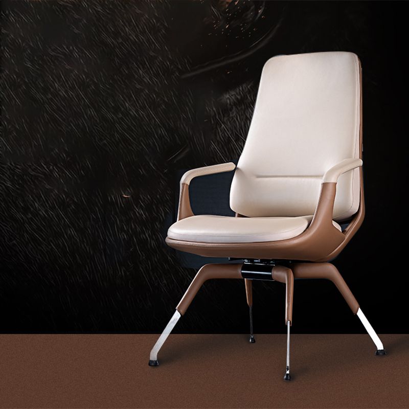 Contemporary Fixed Arms Conference Chair Leather Desk Chair for Office