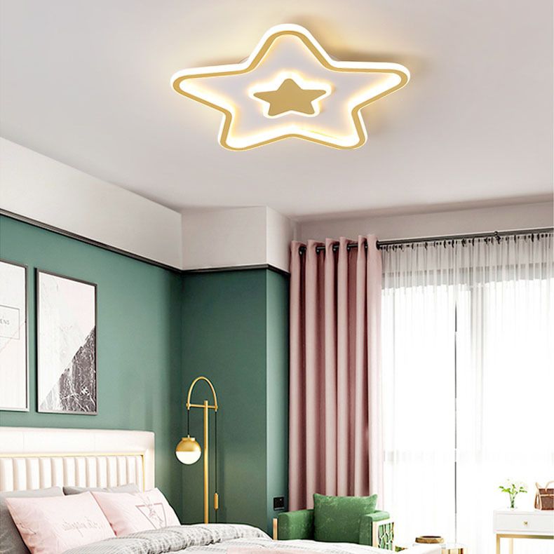 Modern Creative LED Flush Mount Acrylic Starry Ceiling Fixture in Gold