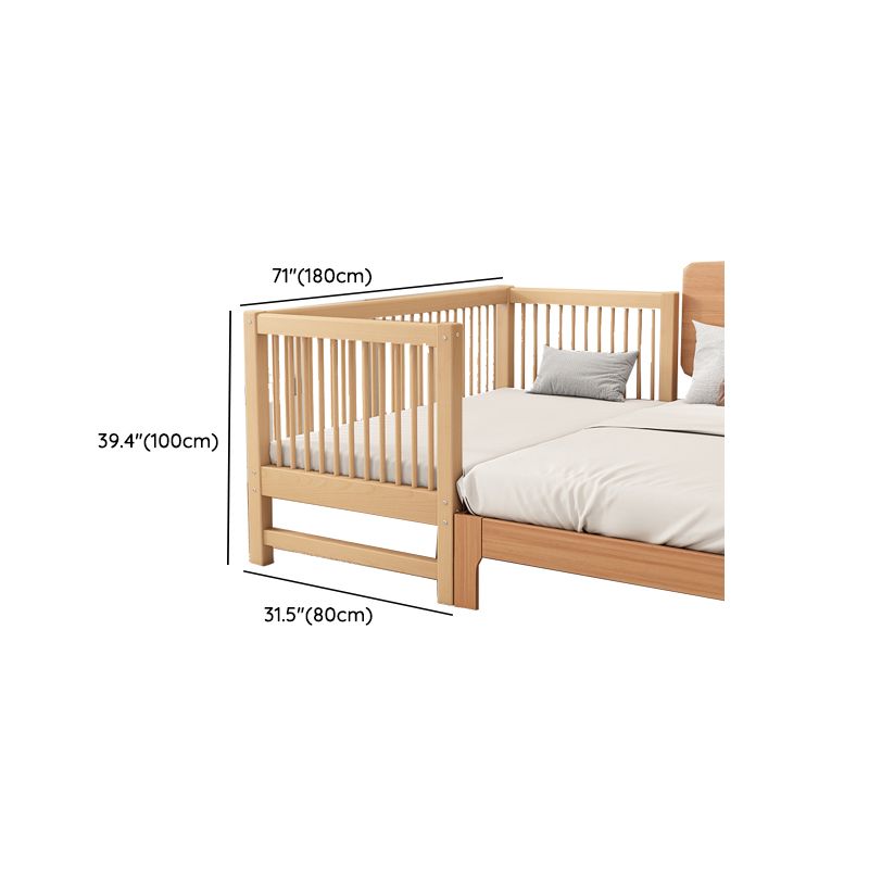 Natural Farmhouse Nursery Crib in Solid Wood with Guardrail Crib