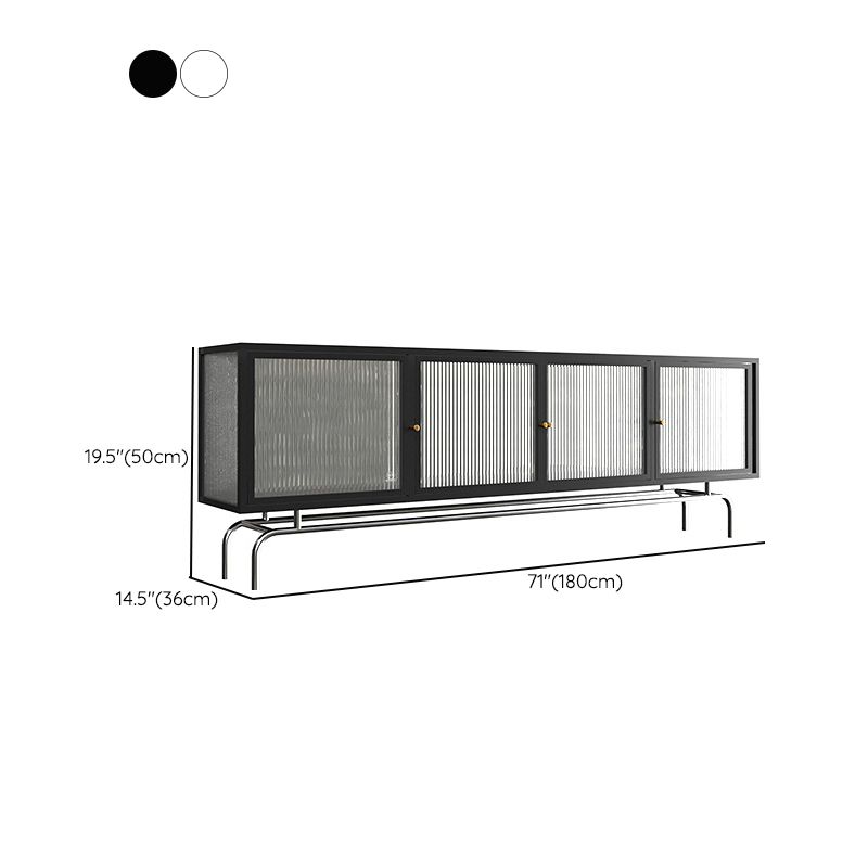 Industrial Metal TV Stand Home Enclosed Storage TV Cabinet with Glass Doors