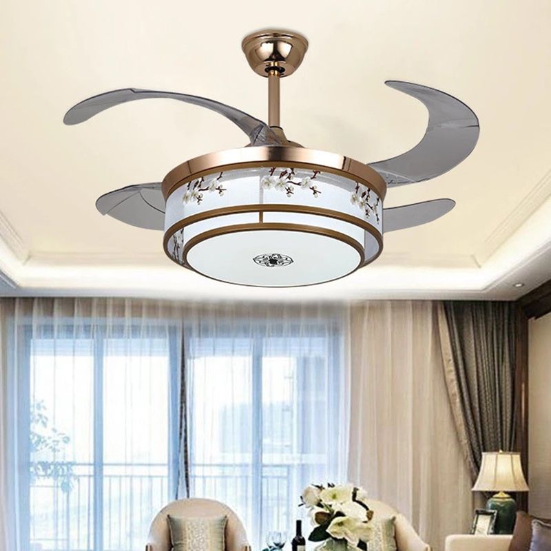 Modern Simple Ceiling Fan Lamp Cylinder Shape Ceiling Fan Light for Living Room