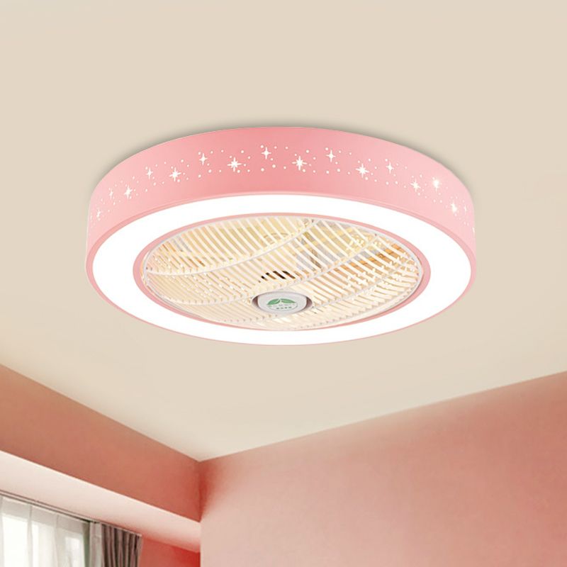 Tambour acrylique semi à chasse d'eau monté pour enfants chambre 7 lames plafond le plafond luminaire de lampe en rose / bleu / blanc, 23,5 "W