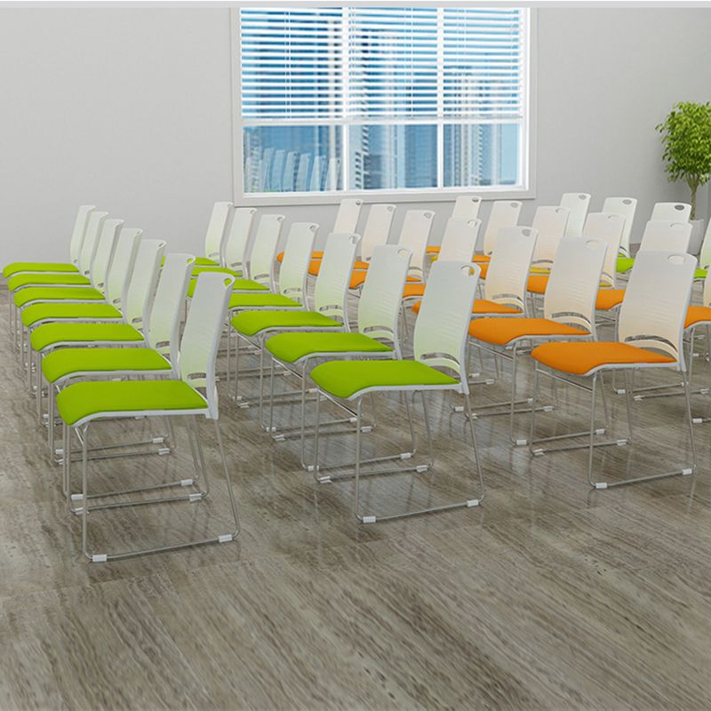 Low Back Armless Conference Chair Ergonomic Silver Steel Frame Chair