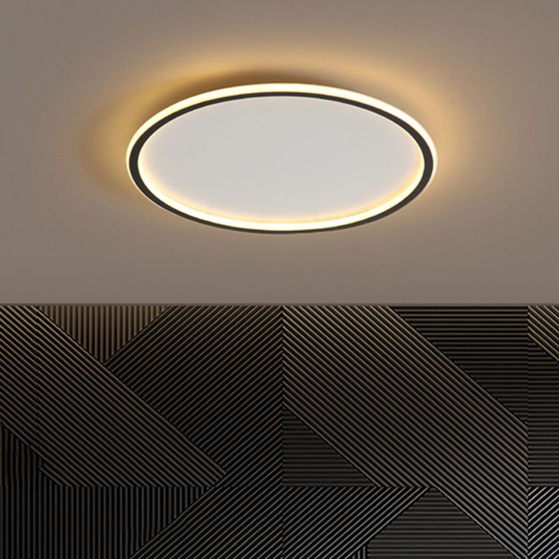 Black Geometric Flush Mount Lamp Simplicity LED Aluminum Ceiling Mounted Fixture