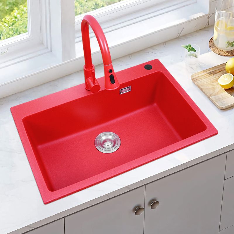 Quartz Kitchen Sink 1-Bowl Kitchen Sink with Rectangular Shape