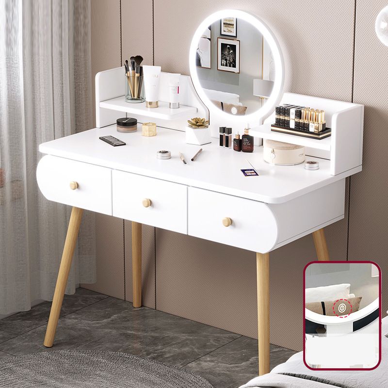 Modern Makeup Vanity Desk with Mirror and Storage Shelves 47.25" for Bedroom