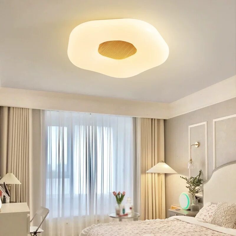 Japanese Style Wooden Ceiling Light Circle Shape LED Ceiling Lamp for Bedroom