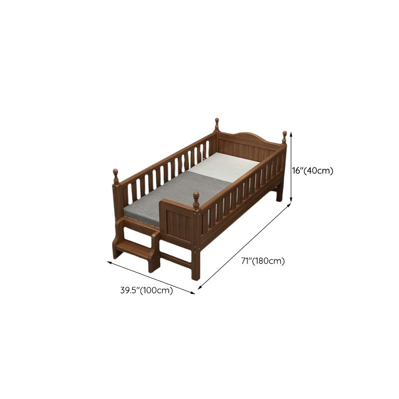 Traditional Nursery Crib Walnut Brown with Guardrail Nursery Bed