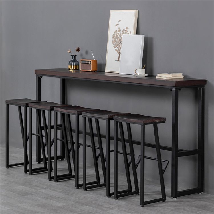 Brown Modern Style Bar Table Solid Wood and Iron Balcony Casual Bar Table