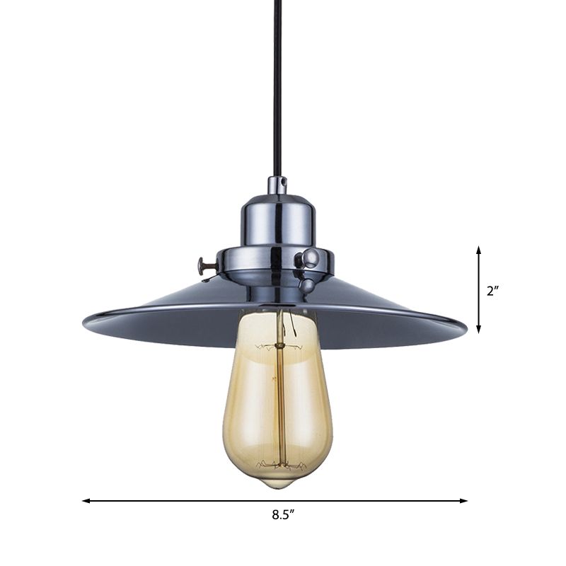 Gepolijst chroom 1 bol hangende lamp industrieel retro metaal wandelende schaduw plafond hanglampje voor slaapkamer