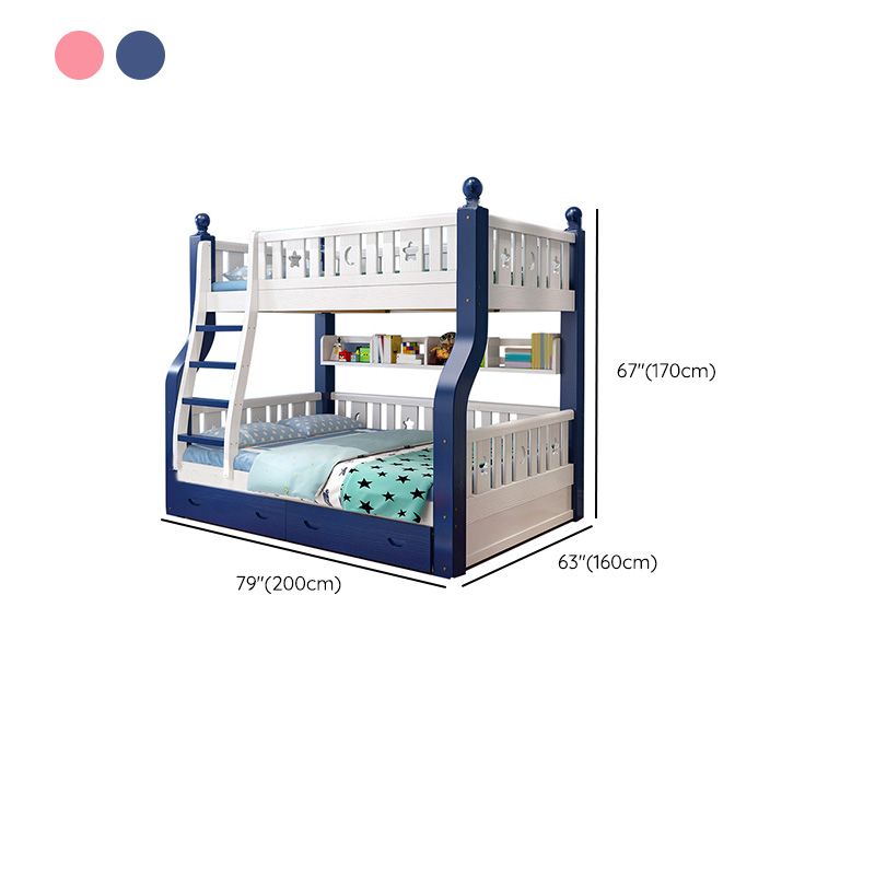 Contemporary Solid Wood Pine Slat Princess Standard Storage Bunk Bed