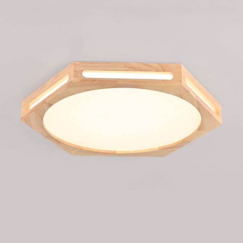 Modern Style Geometry Shape Ceiling Lamp Wood 1 Light Ceiling Lighting for Dining Room