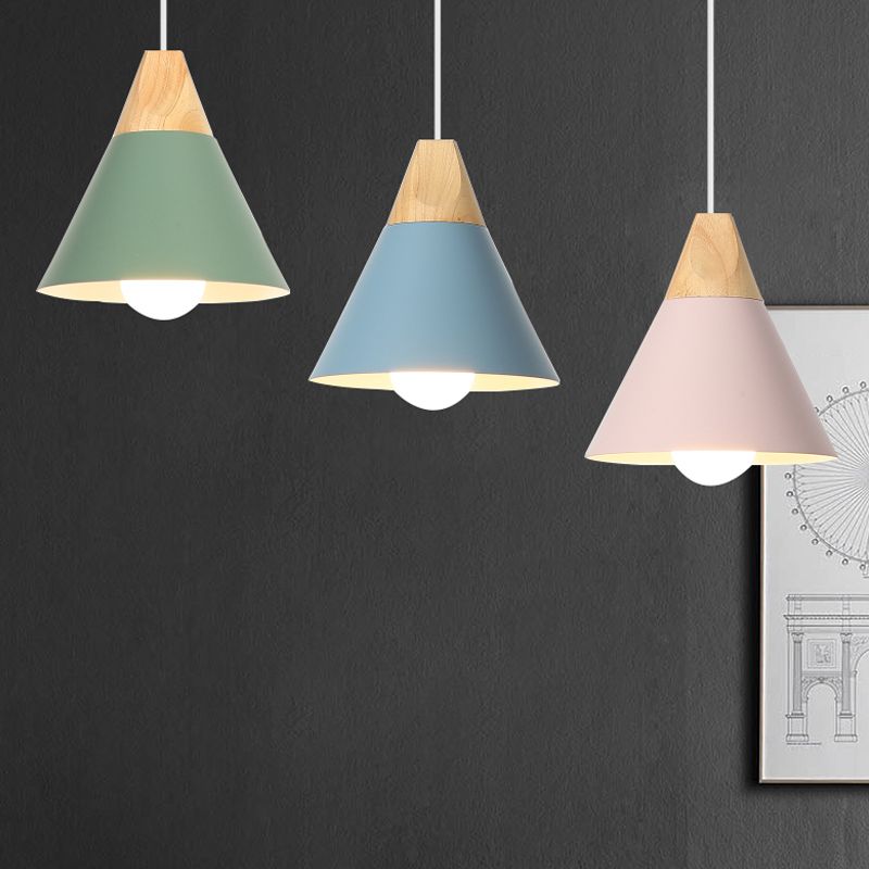 1 Light Cone Hanging Lights Modern Style Metal Drop Pendants