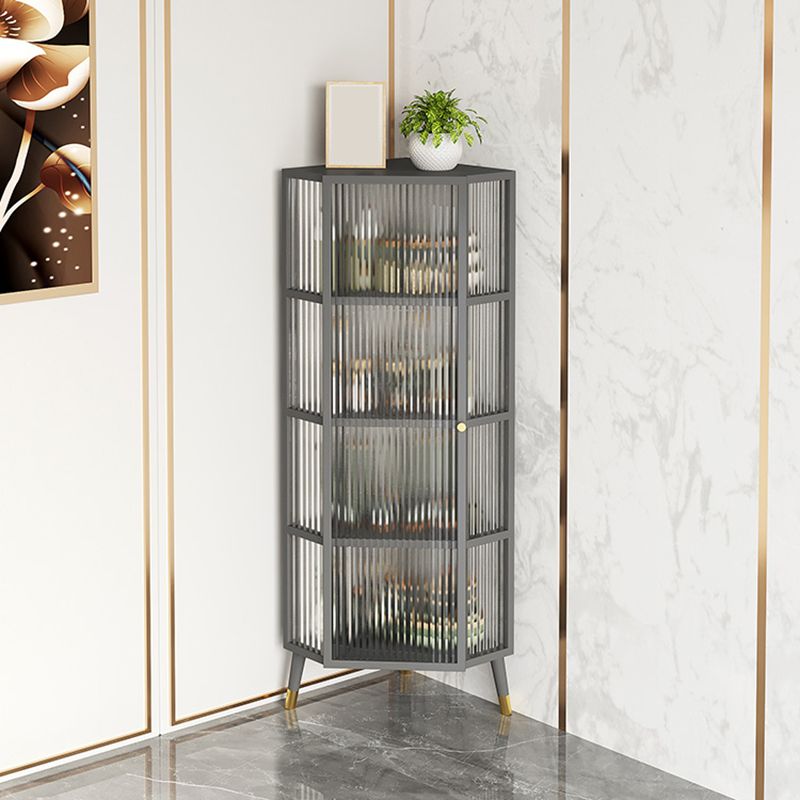 Contemporary Curio Cabinet Metal Corner Unit Buffet Cabinet for Dining Room