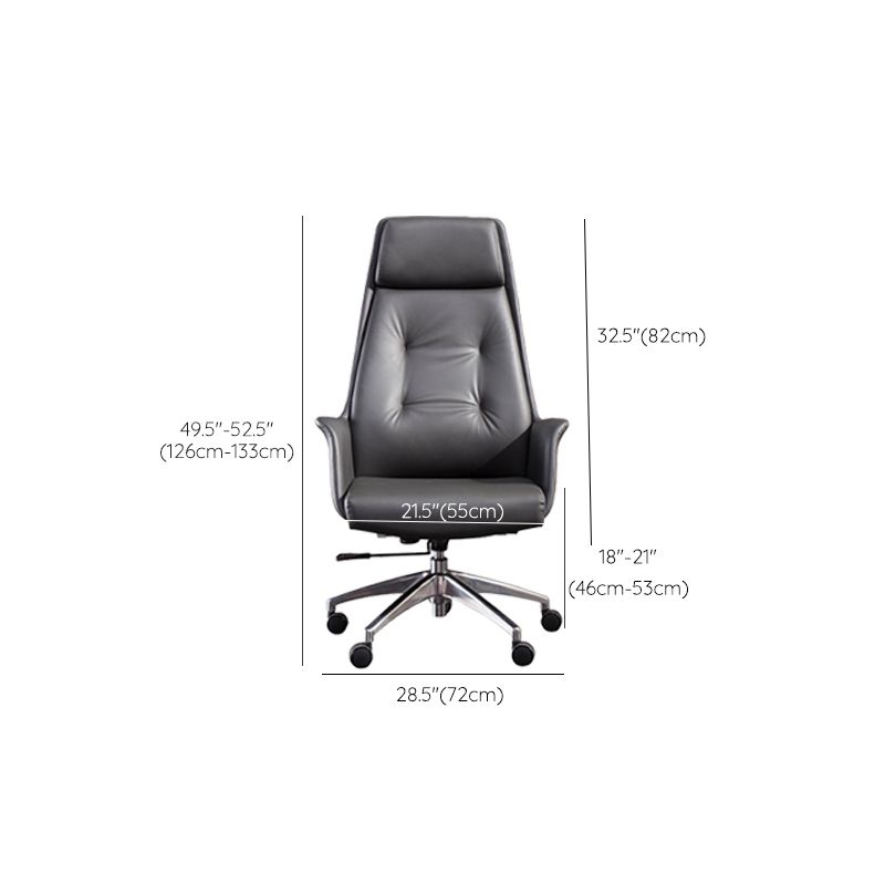 Padded Arms Contemporary Managers Chair Gray Leather Swivel Chair