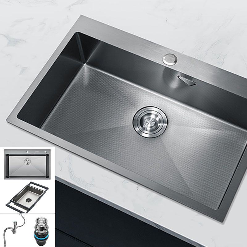 Contemporary Style Kitchen Sink Stainless Steel Kitchen Sink with Basket Strainer