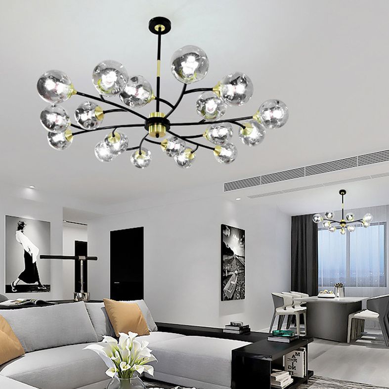 Industrial Multi Lights Chandeliers Pendant Lights with Glass Shade for Sitting Room