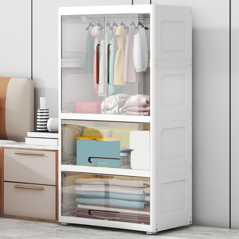 Modern Style Plastic Kids Closet Door Included Youth Armoire for Home