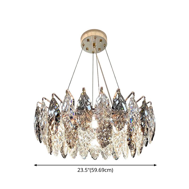 Tambour pendentif plafonnier moderniste fumée gris cristal salon lampe de lustre